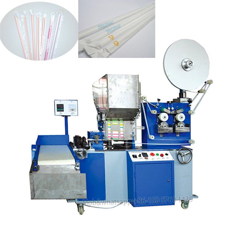 Individual straw wrapping machine